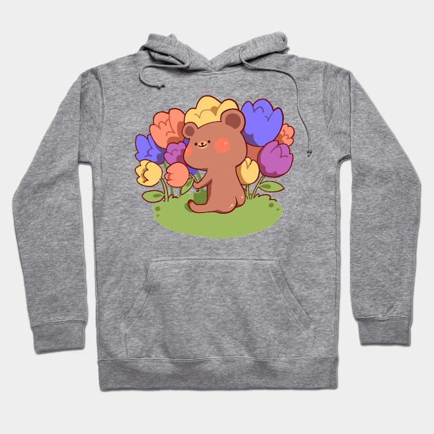 Bear butt with tulips Hoodie by vooolatility